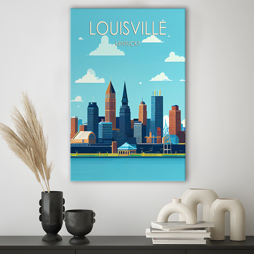 Louisville Kentucky Retro Art Print, Louisville City Wall Art, Canvas Print, Painting Canvas, Living Room Decor