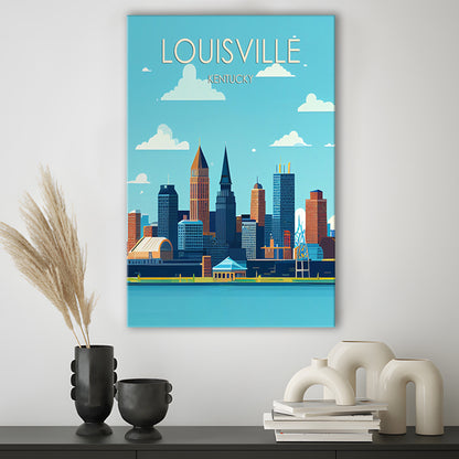Louisville Kentucky Retro Art Print, Louisville City Wall Art, Canvas Print, Painting Canvas, Living Room Decor