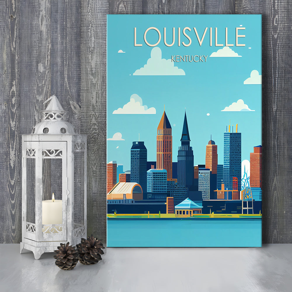 Louisville Kentucky Retro Art Print, Louisville City Wall Art, Canvas Print, Painting Canvas, Living Room Decor