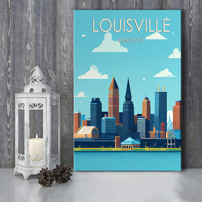 Louisville Kentucky Retro Art Print, Louisville City Wall Art, Canvas Print, Painting Canvas, Living Room Decor