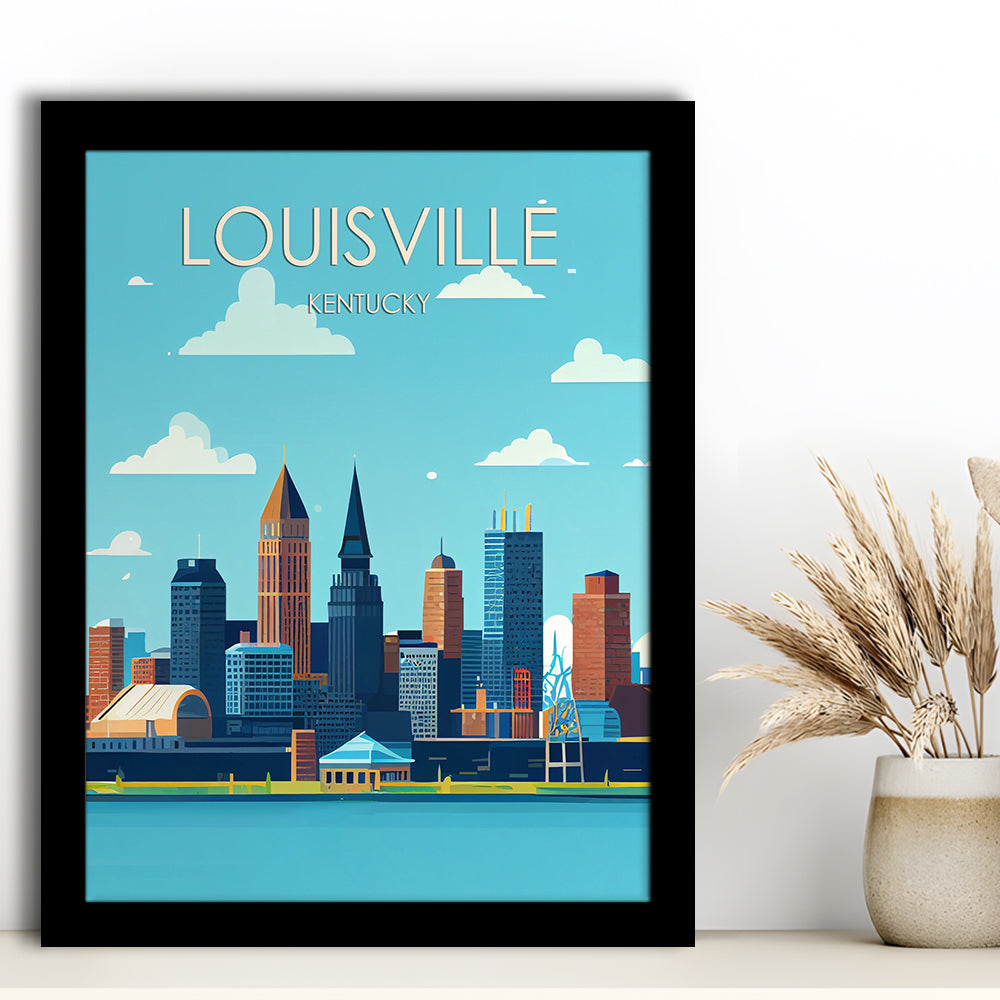 Louisville Kentucky Retro Art Print, Louisville City Wall Art, Framed Art Print, Picture Framed, Painting Art