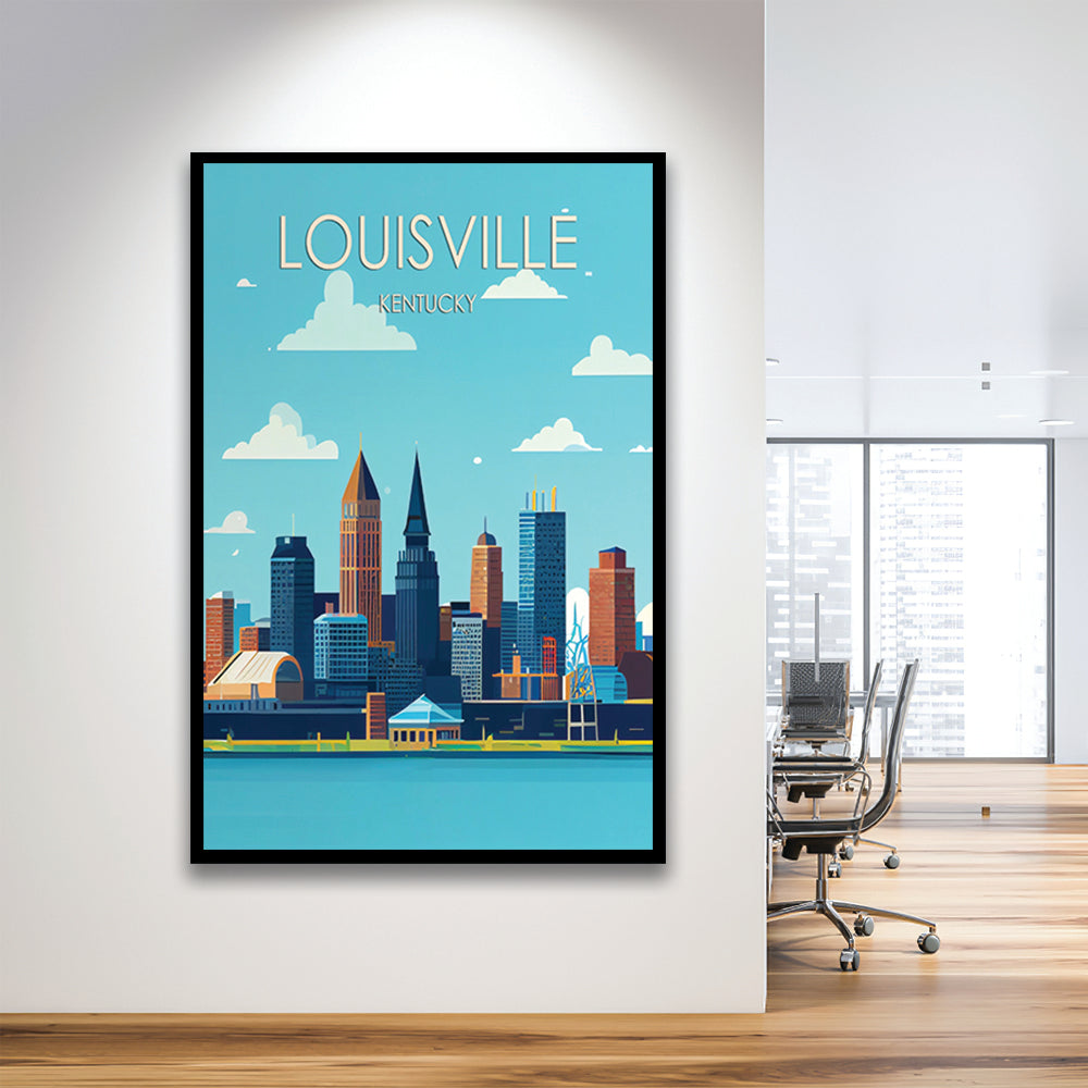 Louisville Kentucky Retro Art Print, Louisville City Wall Art, Framed Art Print, Picture Framed, Painting Art