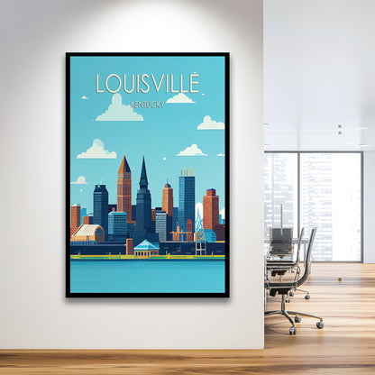 Louisville Kentucky Retro Art Print, Louisville City Wall Art, Framed Art Print, Picture Framed, Painting Art