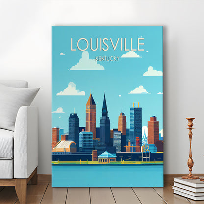 Louisville Kentucky Retro Art Print, Louisville City Wall Art, Canvas Print, Painting Canvas, Living Room Decor