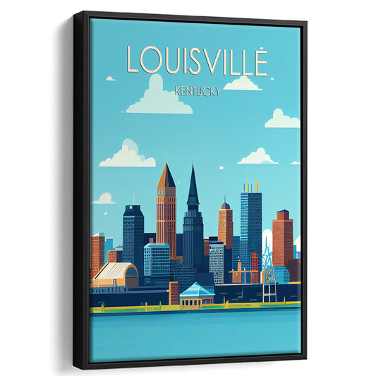 Louisville Kentucky Retro Art Print, Louisville City Wall Art, Floating Framed Canvas Print, Framed Picture, Painting Canvas