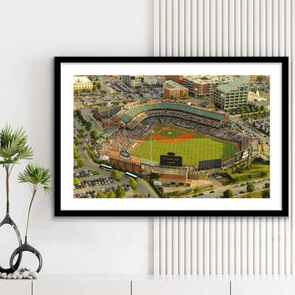 Louisville Slugger Baseball Field, Stadium Canvas, Sport Art, Gift for him, White Border Framed Art Print Wall Decor