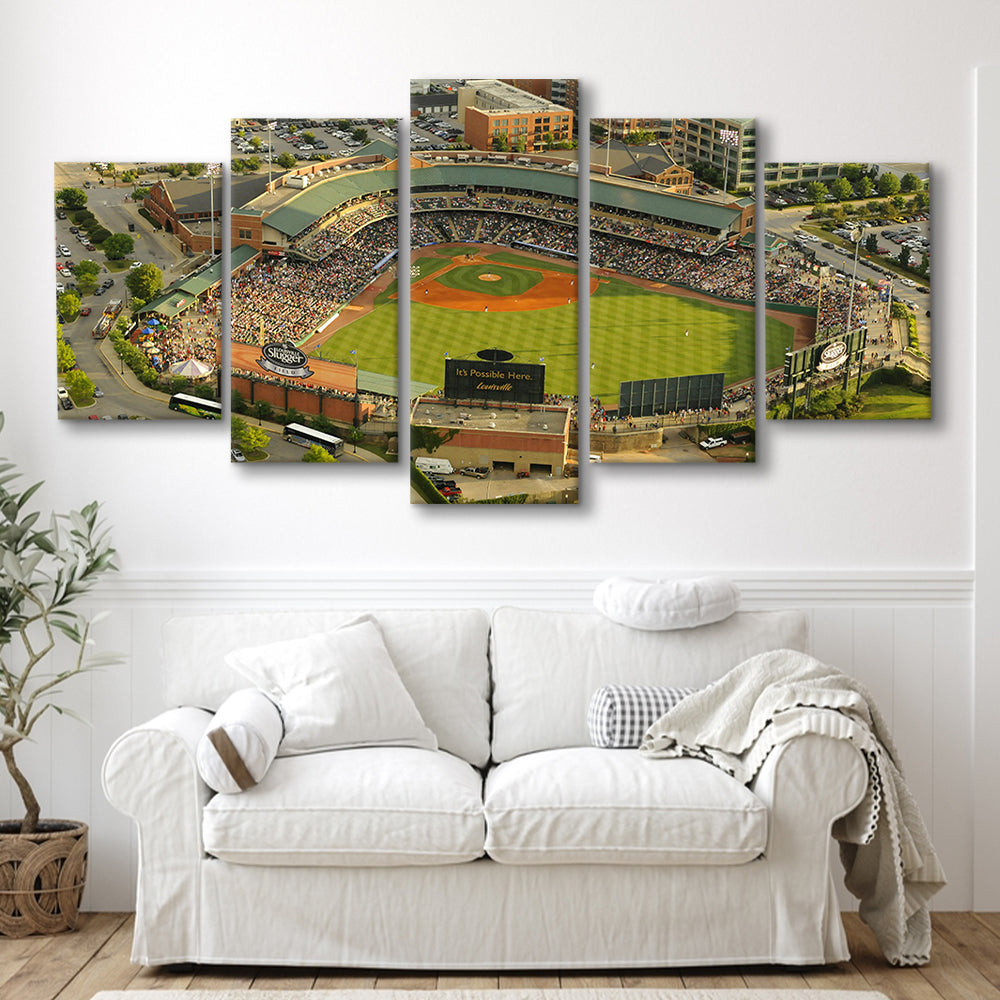 Louisville Slugger Baseball Field, Stadium Canvas, Sport Art, Gift for him, 5 Panel, Large Canvas, Canvas Print Wall Art