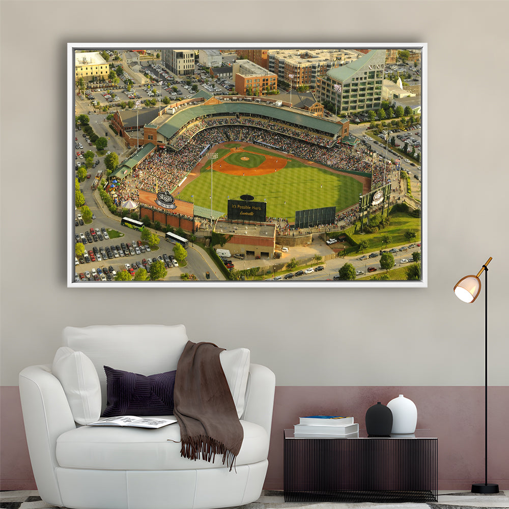 Louisville Slugger Baseball Field, Stadium Canvas, Sport Art, Framed Canvas Print Wall Art, Floating Frame