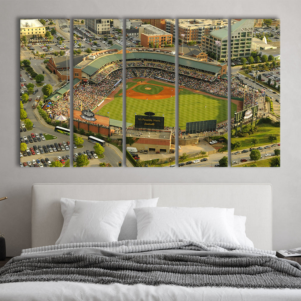 Louisville Slugger Baseball Field, Stadium Canvas, Sport Art, 5 Panel B, Extra Large Canvas, Canvas Print Wall Art