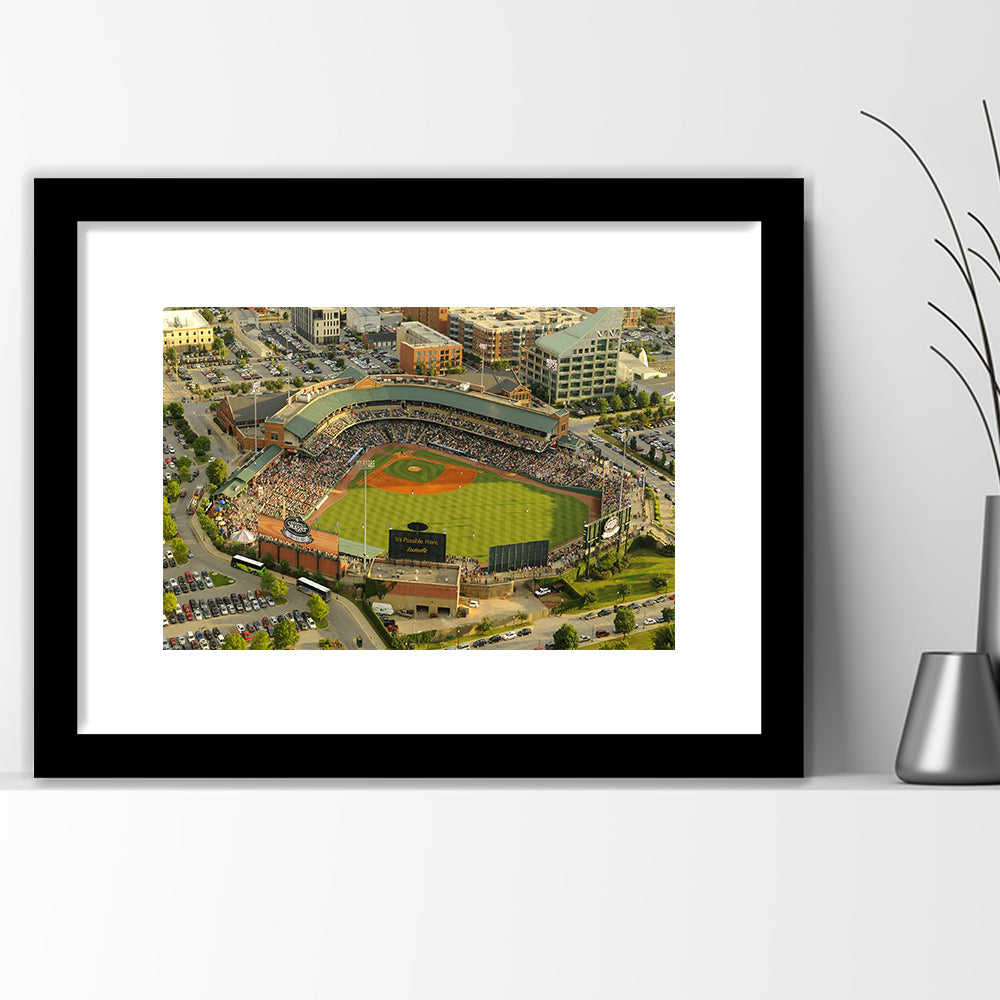 Louisville Slugger Baseball Field, Stadium Canvas, Sport Art, Gift for him, White Border Framed Art Print Wall Decor