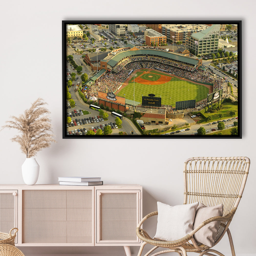 Louisville Slugger Baseball Field, Stadium Canvas, Sport Art, Framed Canvas Print Wall Art, Floating Frame