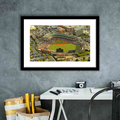 Louisville Slugger Baseball Field, Stadium Canvas, Sport Art, Gift for him, White Border Framed Art Print Wall Decor