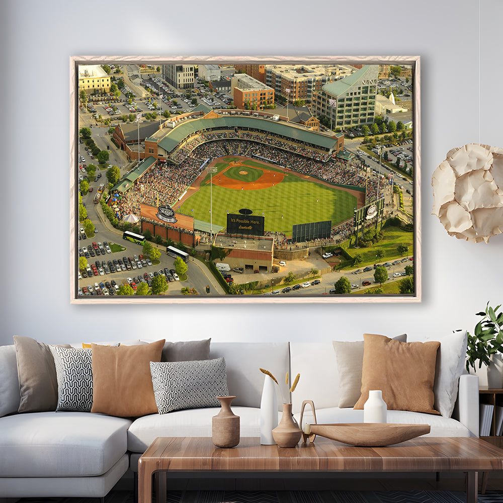 Louisville Slugger Baseball Field, Stadium Canvas, Sport Art, Framed Canvas Print Wall Art, Floating Frame