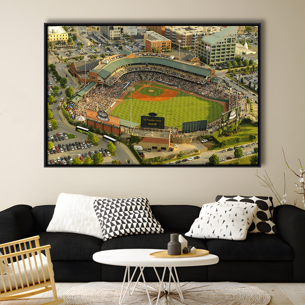 Louisville Slugger Baseball Field, Stadium Canvas, Sport Art, Framed Canvas Print Wall Art, Floating Frame