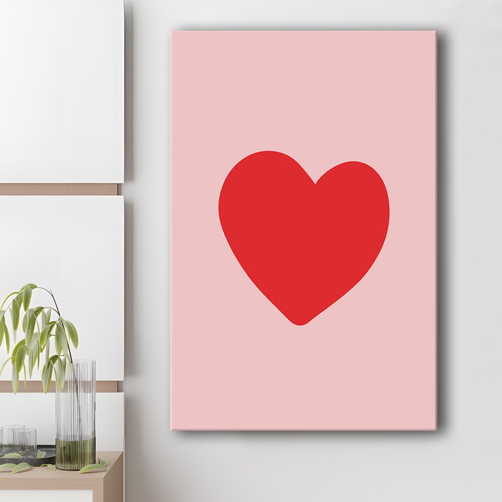 Love Heart Print Pink Print Wall Art Pink Wall Print Red Print , Canvas Prints Wall Art