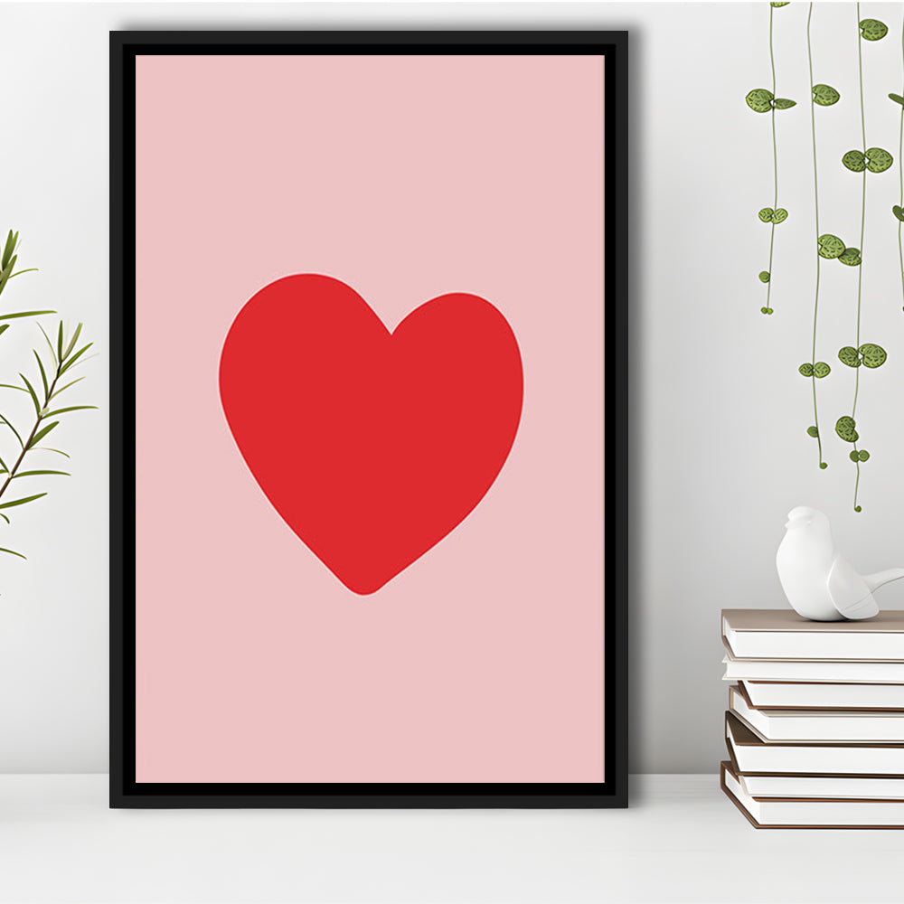 Love Heart Print Pink Print Wall Art Pink Wall Print Red Print , Framed Canvas Prints Wall Art