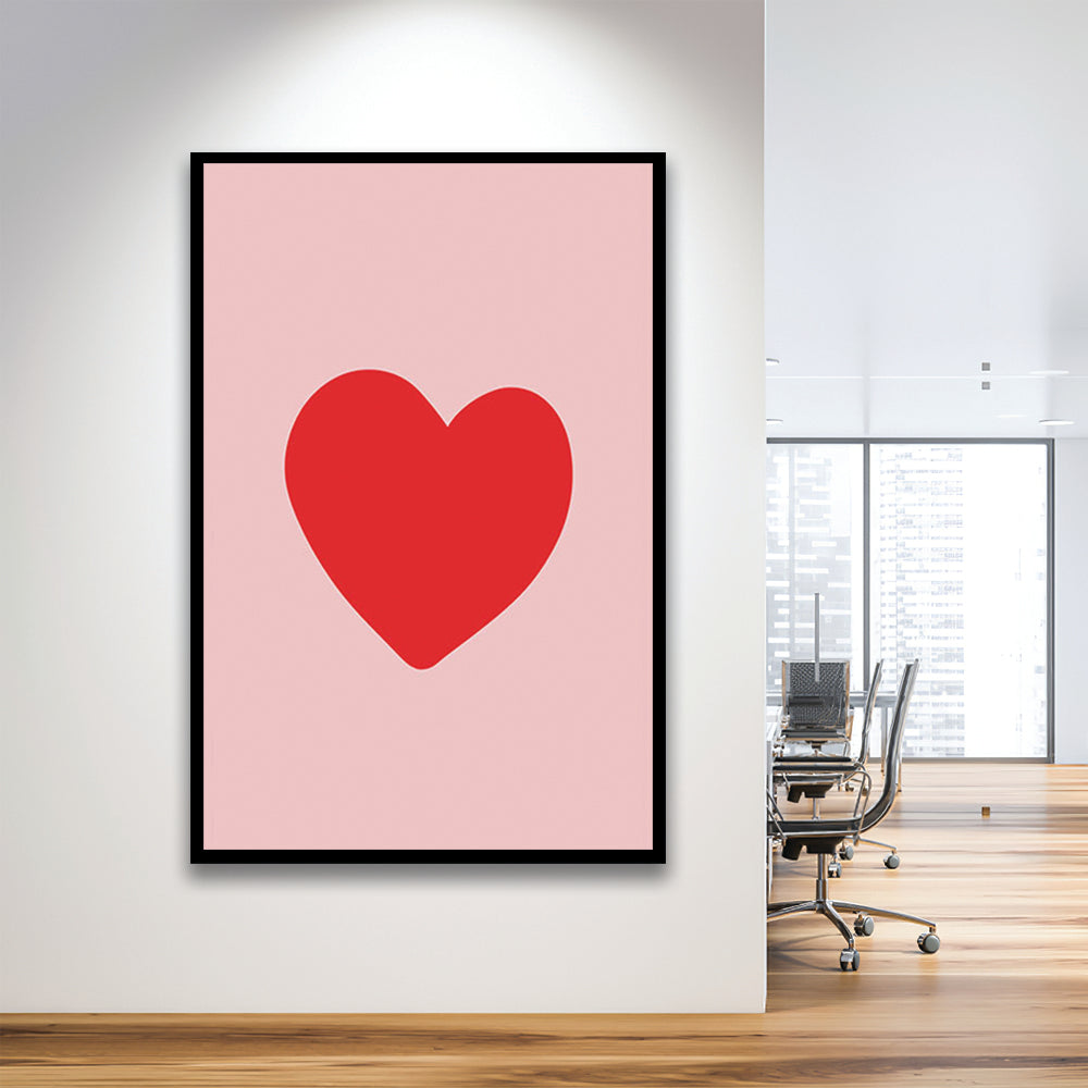 Love Heart Print Pink Print Wall Art Pink Wall Print Red Print , Framed Art Prints Wall Decor