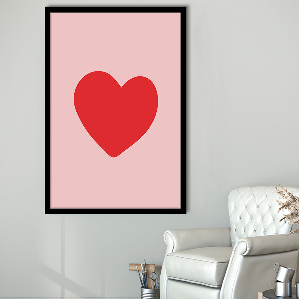 Love Heart Print Pink Print Wall Art Pink Wall Print Red Print , Framed Art Prints Wall Decor
