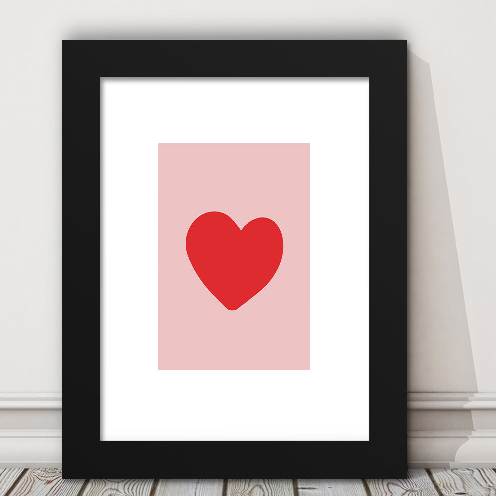 Love Heart Print Pink Print Wall Art Pink Wall Print Red Print , Framed Art Prints White Border Wall Decor