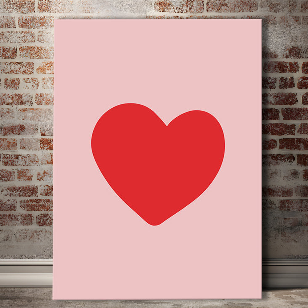 Love Heart Print Pink Print Wall Art Pink Wall Print Red Print , Canvas Prints Wall Art
