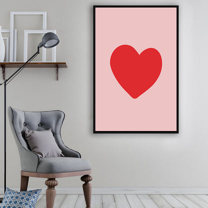 Love Heart Print Pink Print Wall Art Pink Wall Print Red Print , Framed Canvas Prints Wall Art