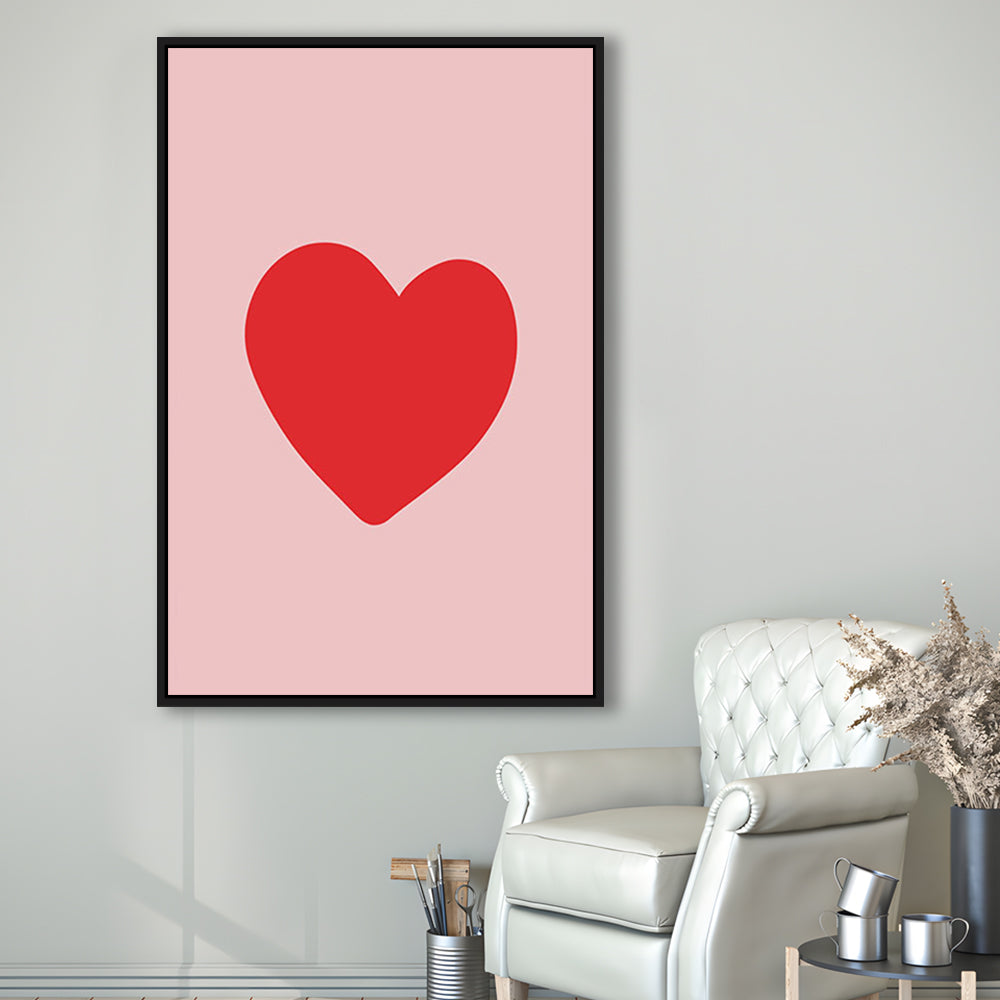 Love Heart Print Pink Print Wall Art Pink Wall Print Red Print , Framed Canvas Prints Wall Art