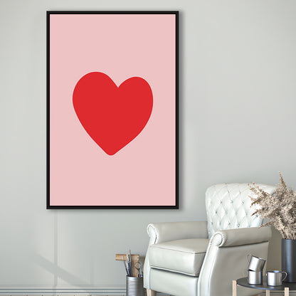 Love Heart Print Pink Print Wall Art Pink Wall Print Red Print , Framed Canvas Prints Wall Art