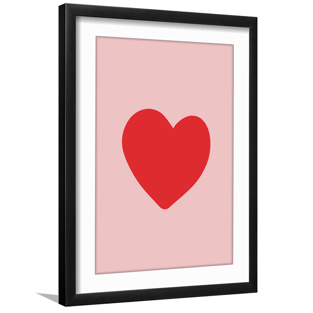 Love Heart Print Pink Print Wall Art Pink Wall Print Red Print , Framed Art Prints White Border Wall Decor