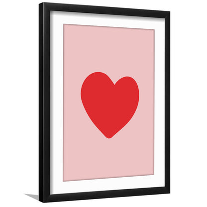 Love Heart Print Pink Print Wall Art Pink Wall Print Red Print , Framed Art Prints White Border Wall Decor