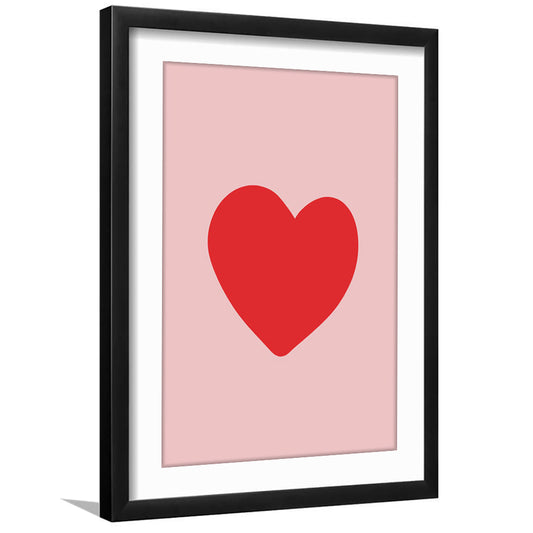 Love Heart Print Pink Print Wall Art Pink Wall Print Red Print , Framed Art Prints White Border Wall Decor