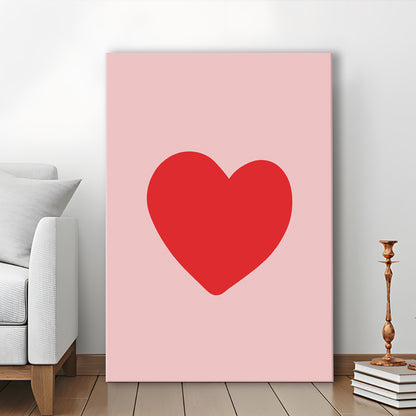 Love Heart Print Pink Print Wall Art Pink Wall Print Red Print , Canvas Prints Wall Art