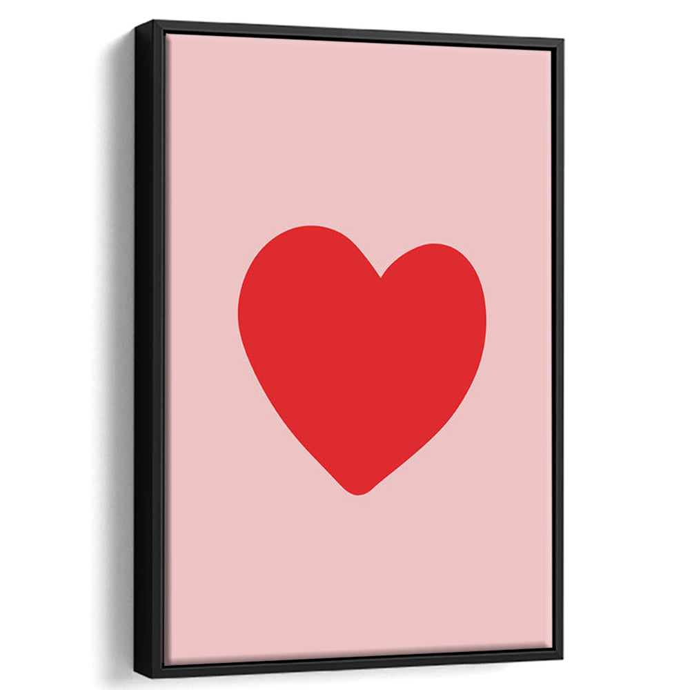 Love Heart Print Pink Print Wall Art Pink Wall Print Red Print , Framed Canvas Prints Wall Art