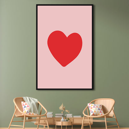 Love Heart Print Pink Print Wall Art Pink Wall Print Red Print , Framed Canvas Prints Wall Art