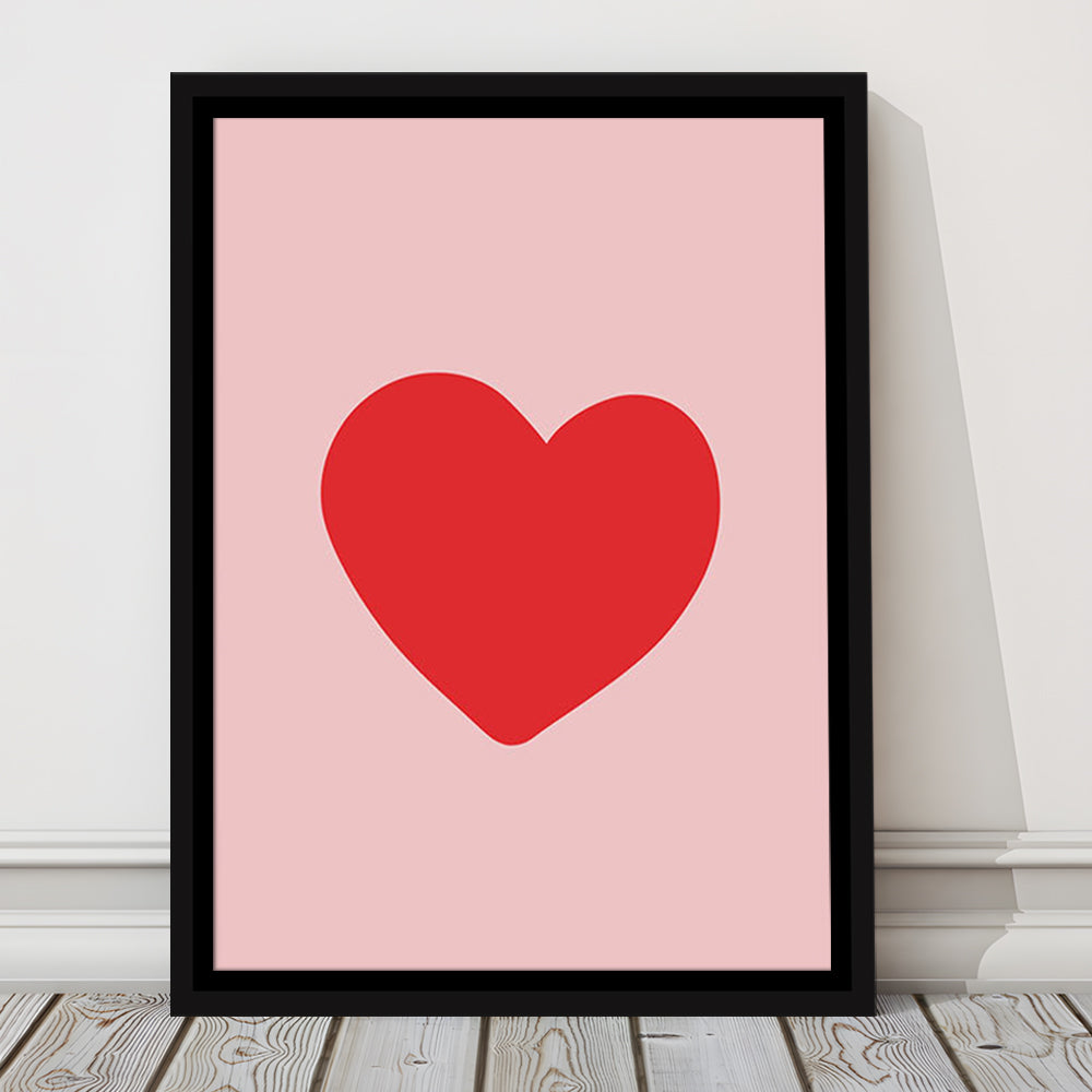 Love Heart Print Pink Print Wall Art Pink Wall Print Red Print , Framed Canvas Prints Wall Art
