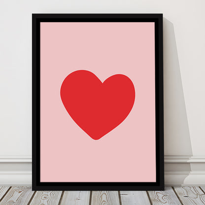 Love Heart Print Pink Print Wall Art Pink Wall Print Red Print , Framed Canvas Prints Wall Art