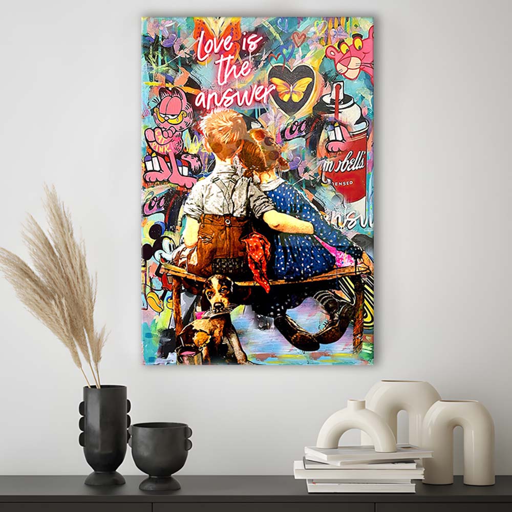 Love Is The Answer Mixed Media, Canvas Print, Luxury Wall Art Decor, Modern Art
