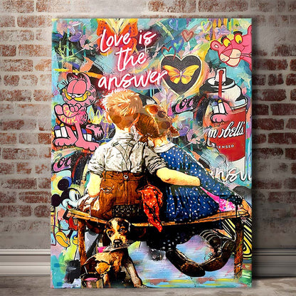 Love Is The Answer Mixed Media, Canvas Print, Luxury Wall Art Decor, Modern Art