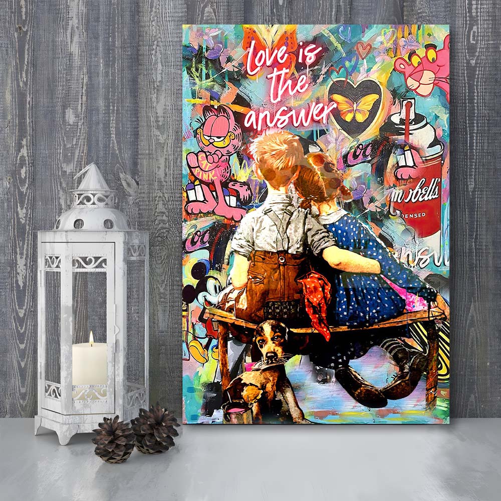 Love Is The Answer Mixed Media, Canvas Print, Luxury Wall Art Decor, Modern Art