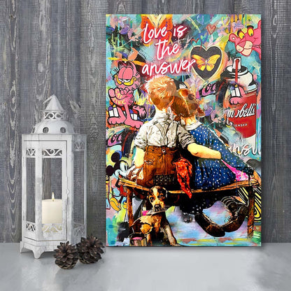 Love Is The Answer Mixed Media, Canvas Print, Luxury Wall Art Decor, Modern Art
