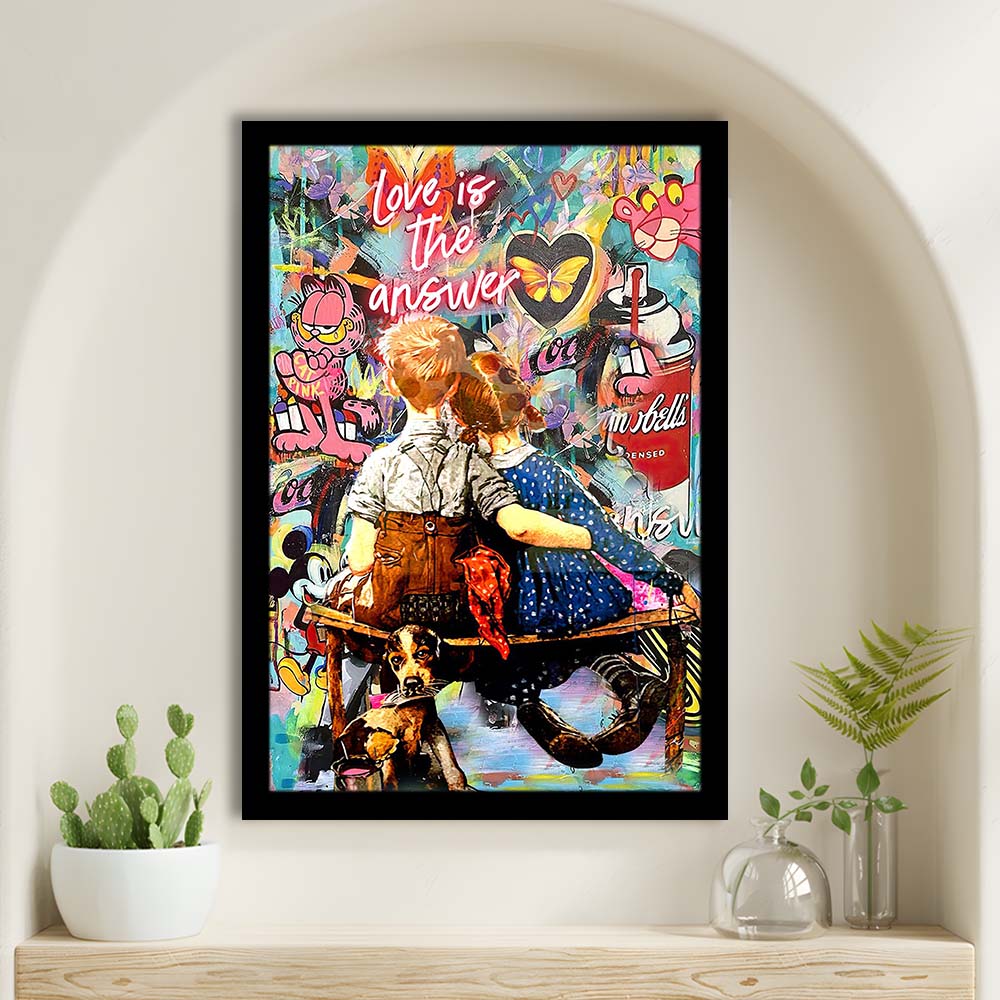 Love Is The Answer Mixed Media, Framed Art Print, Picture Framed Wall Art Decor