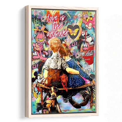 Love Is The Answer Mixed Media, Framed Canvas Print, Floating Frame, Luxury Wall Art Decor