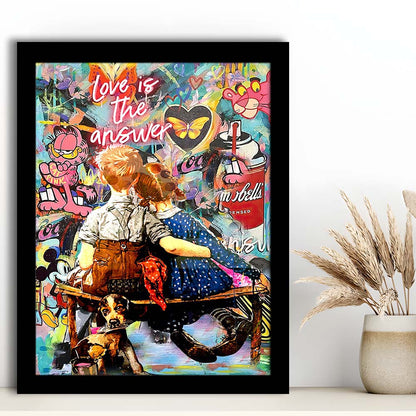 Love Is The Answer Mixed Media, Framed Art Print, Picture Framed Wall Art Decor