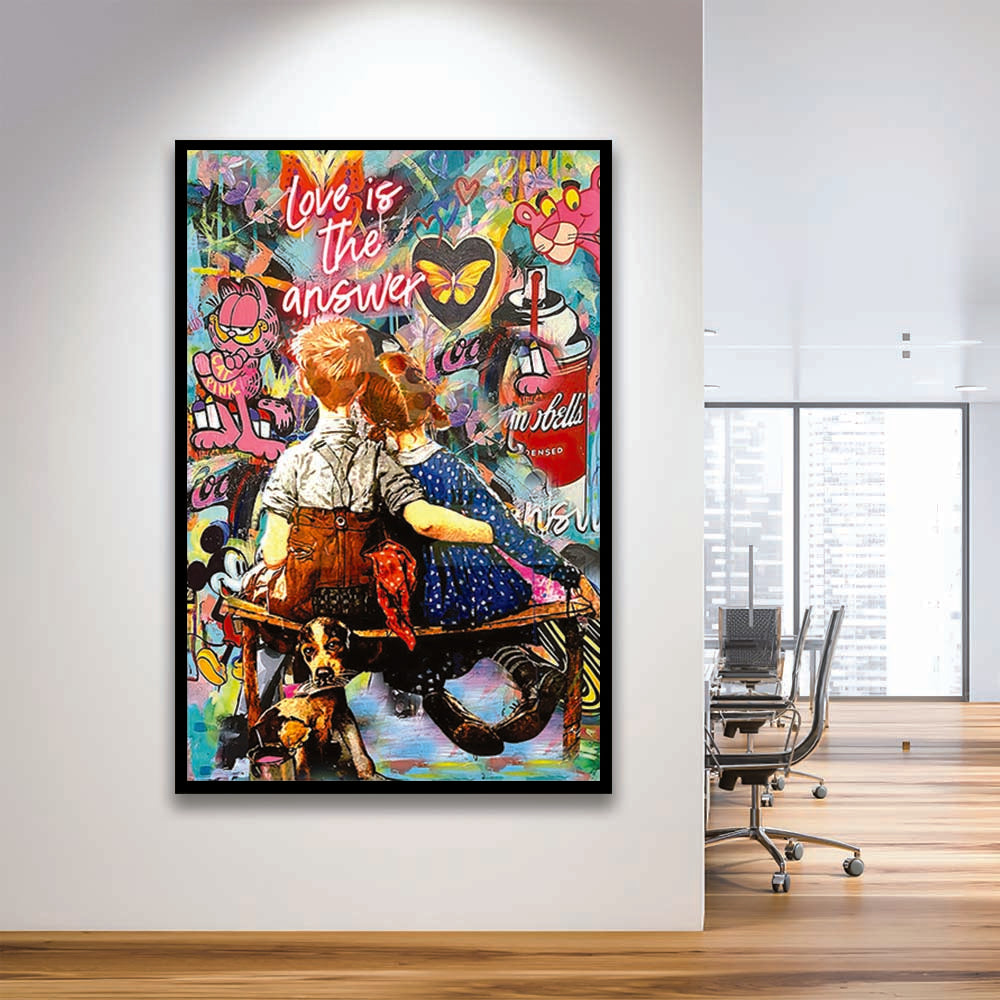 Love Is The Answer Mixed Media, Framed Art Print, Picture Framed Wall Art Decor