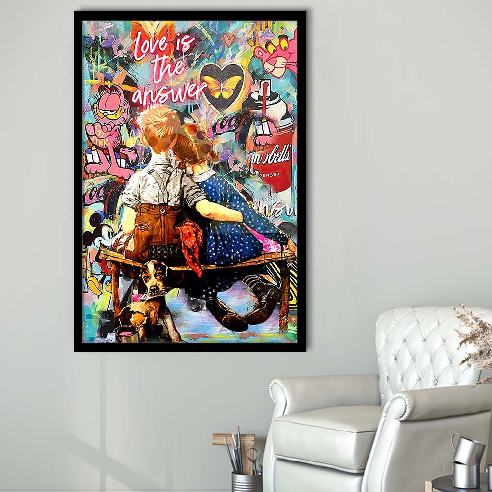 Love Is The Answer Mixed Media, Framed Art Print, Picture Framed Wall Art Decor