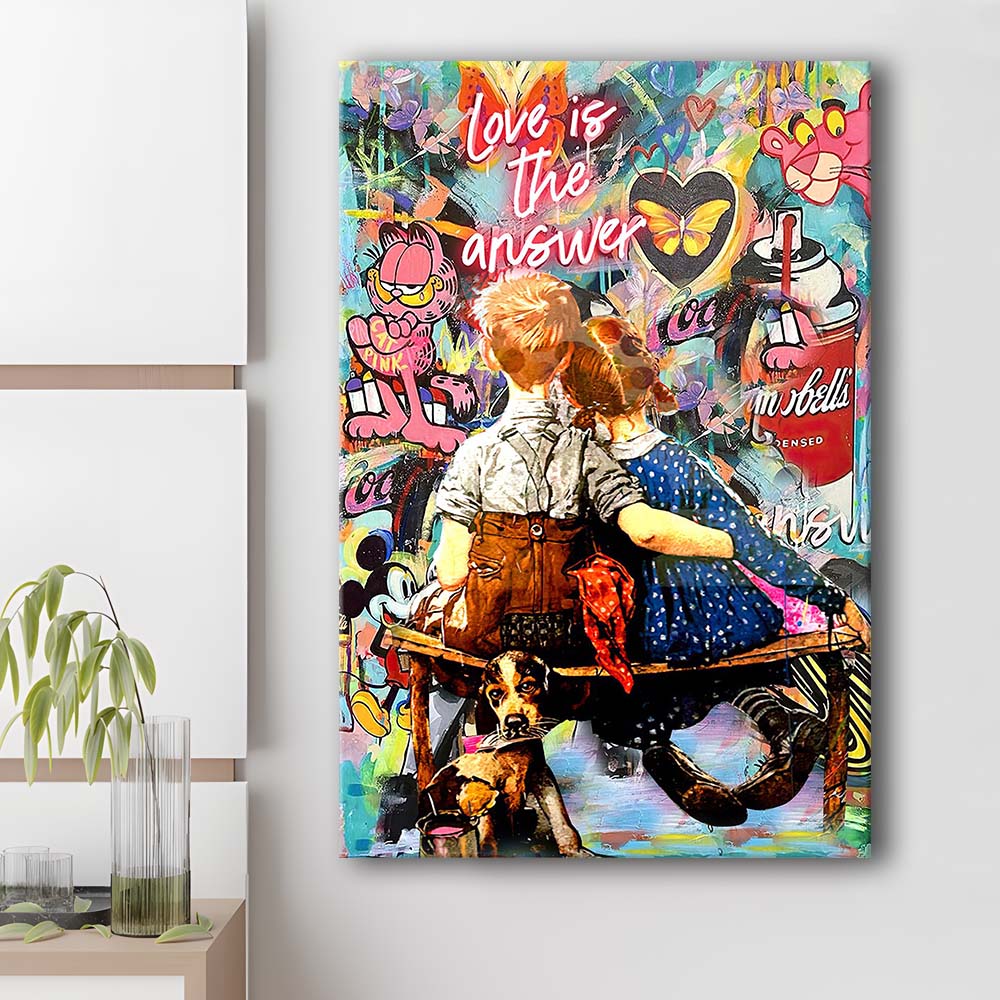 Love Is The Answer Mixed Media, Canvas Print, Luxury Wall Art Decor, Modern Art