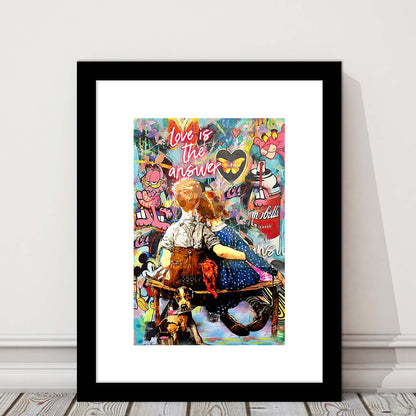 Love Is The Answer Mixed Media, Framed Art Print, Luxury Pictures Framed, White Border