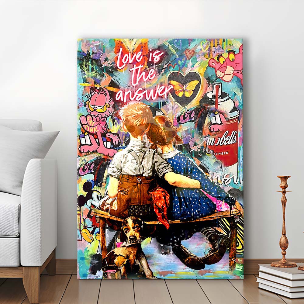 Love Is The Answer Mixed Media, Canvas Print, Luxury Wall Art Decor, Modern Art