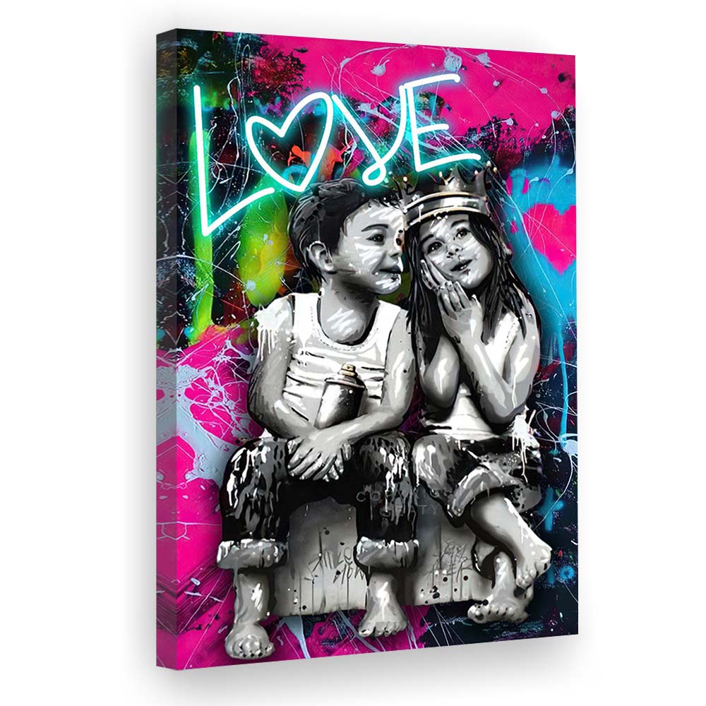 Love Neon Sign Effect Art, Canvas Print, Luxury Wall Art Decor, Modern Art