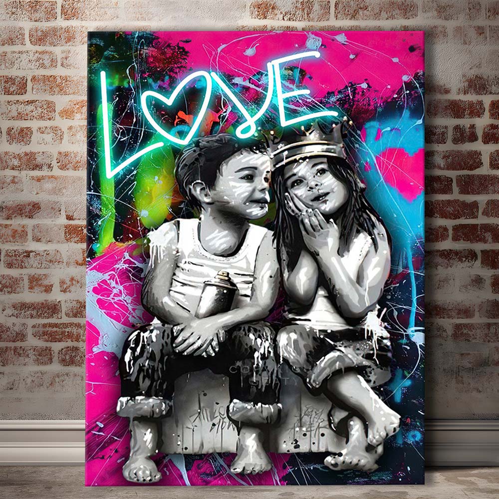 Love Neon Sign Effect Art, Canvas Print, Luxury Wall Art Decor, Modern Art