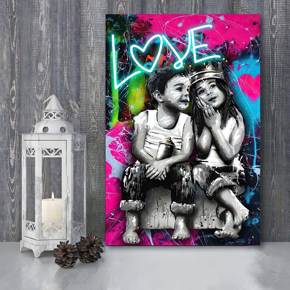 Love Neon Sign Effect Art, Canvas Print, Luxury Wall Art Decor, Modern Art